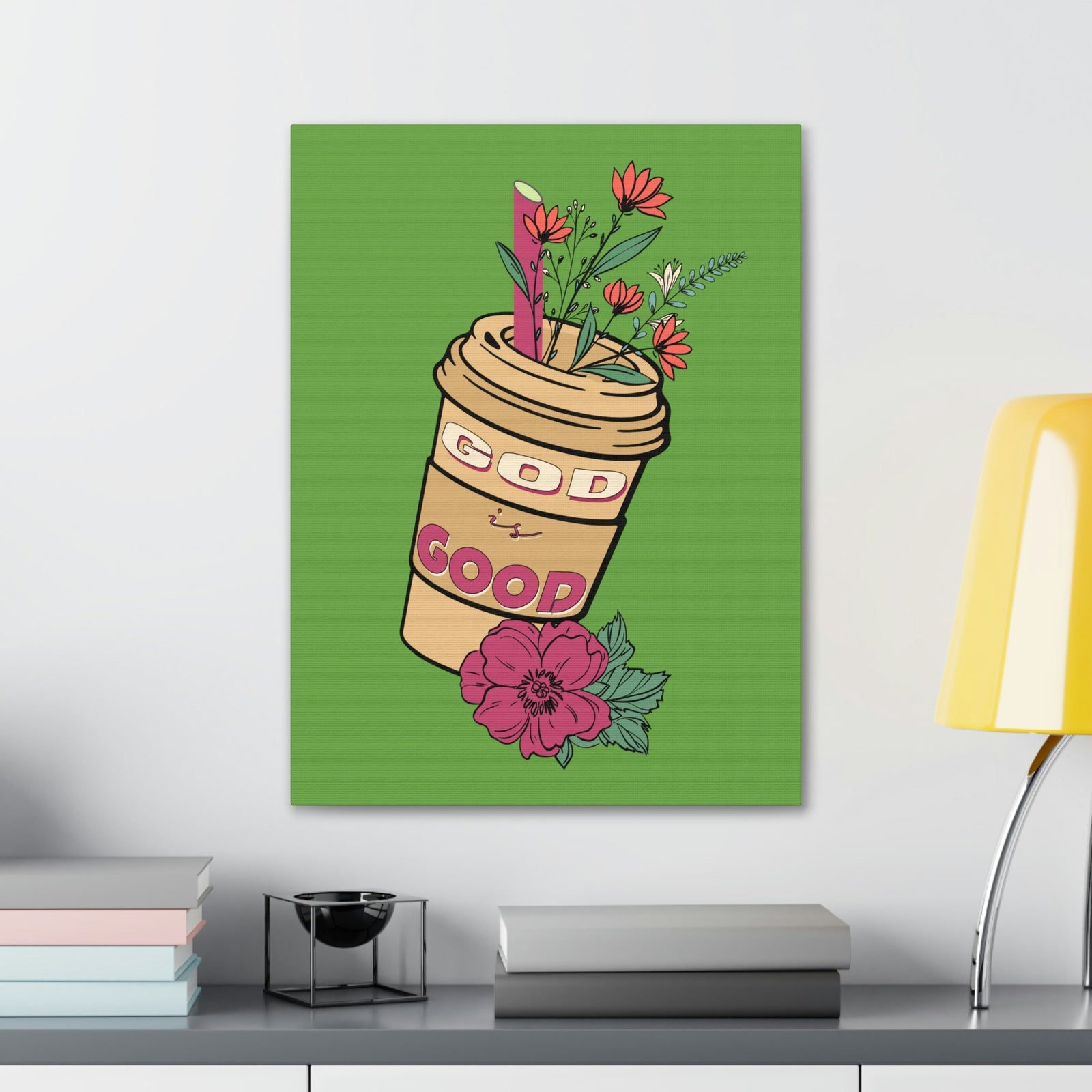 Scripture Walls God Is Good Psalm 100:5 Flower Cup Christian Wall Art Bible Verse Print Ready to Hang Unframed-Express Your Love Gifts