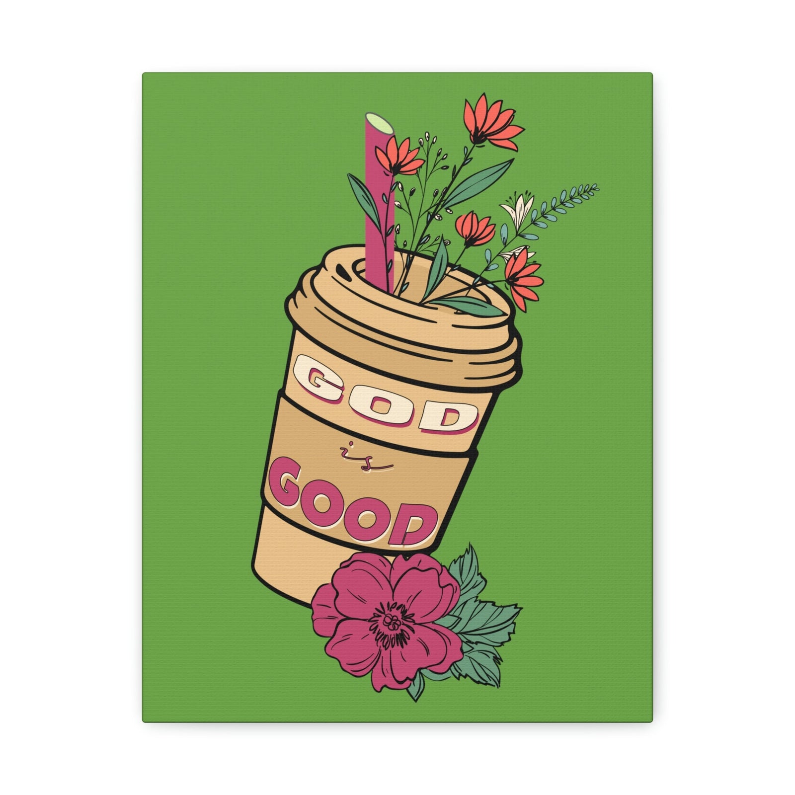 Scripture Walls God Is Good Psalm 100:5 Flower Cup Christian Wall Art Bible Verse Print Ready to Hang Unframed-Express Your Love Gifts