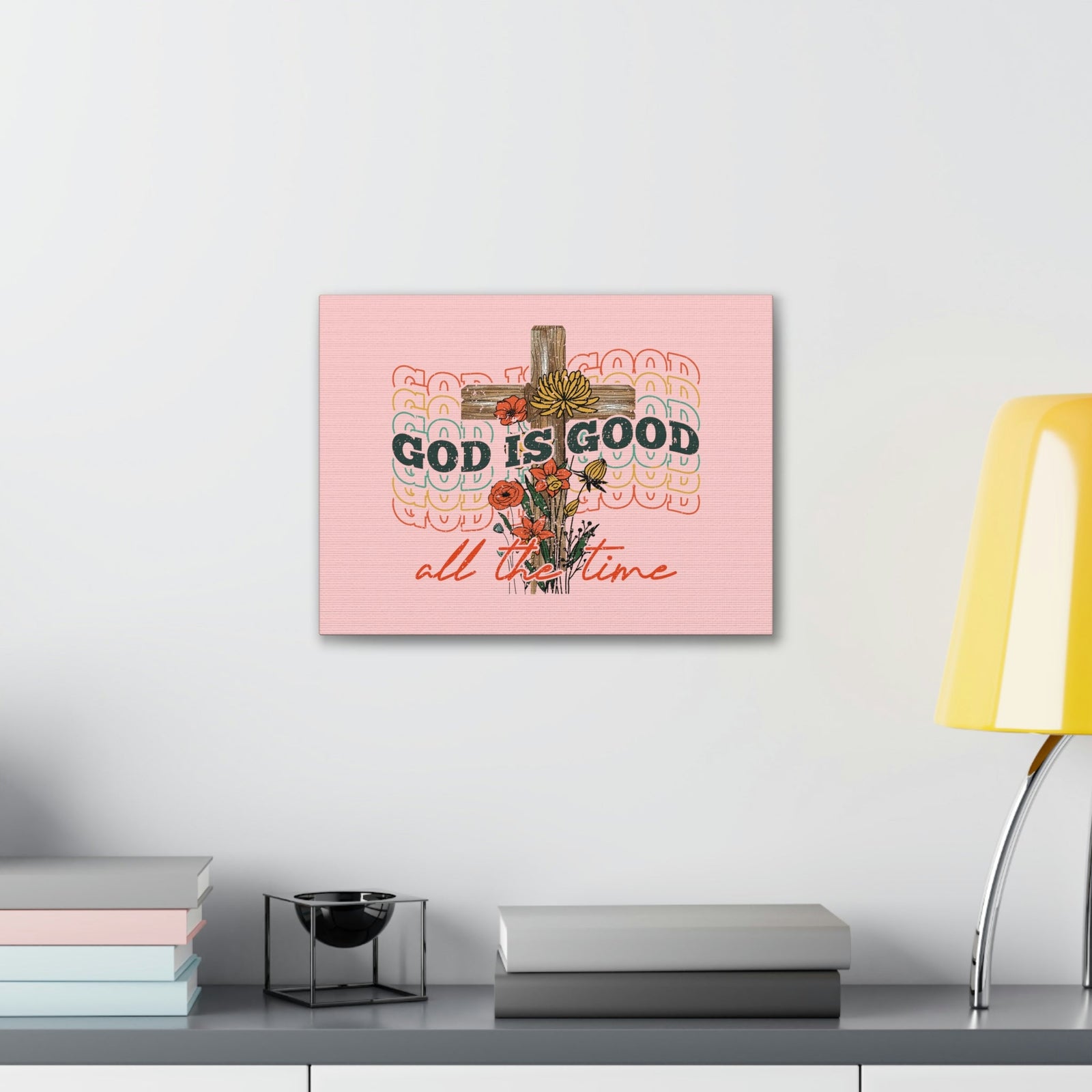 Scripture Walls God Is Good Psalm 100:5 Light Red Christian Wall Art Bible Verse Print Ready to Hang Unframed-Express Your Love Gifts
