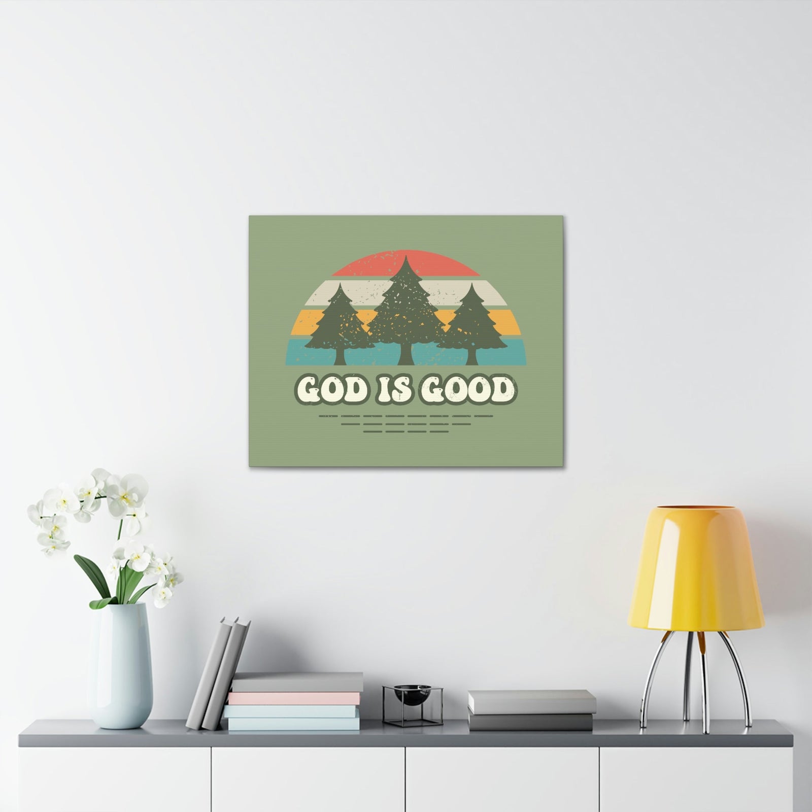 Scripture Walls God Is Good Psalm 100:5 Three Trees Christian Wall Art Bible Verse Print Ready to Hang Unframed-Express Your Love Gifts