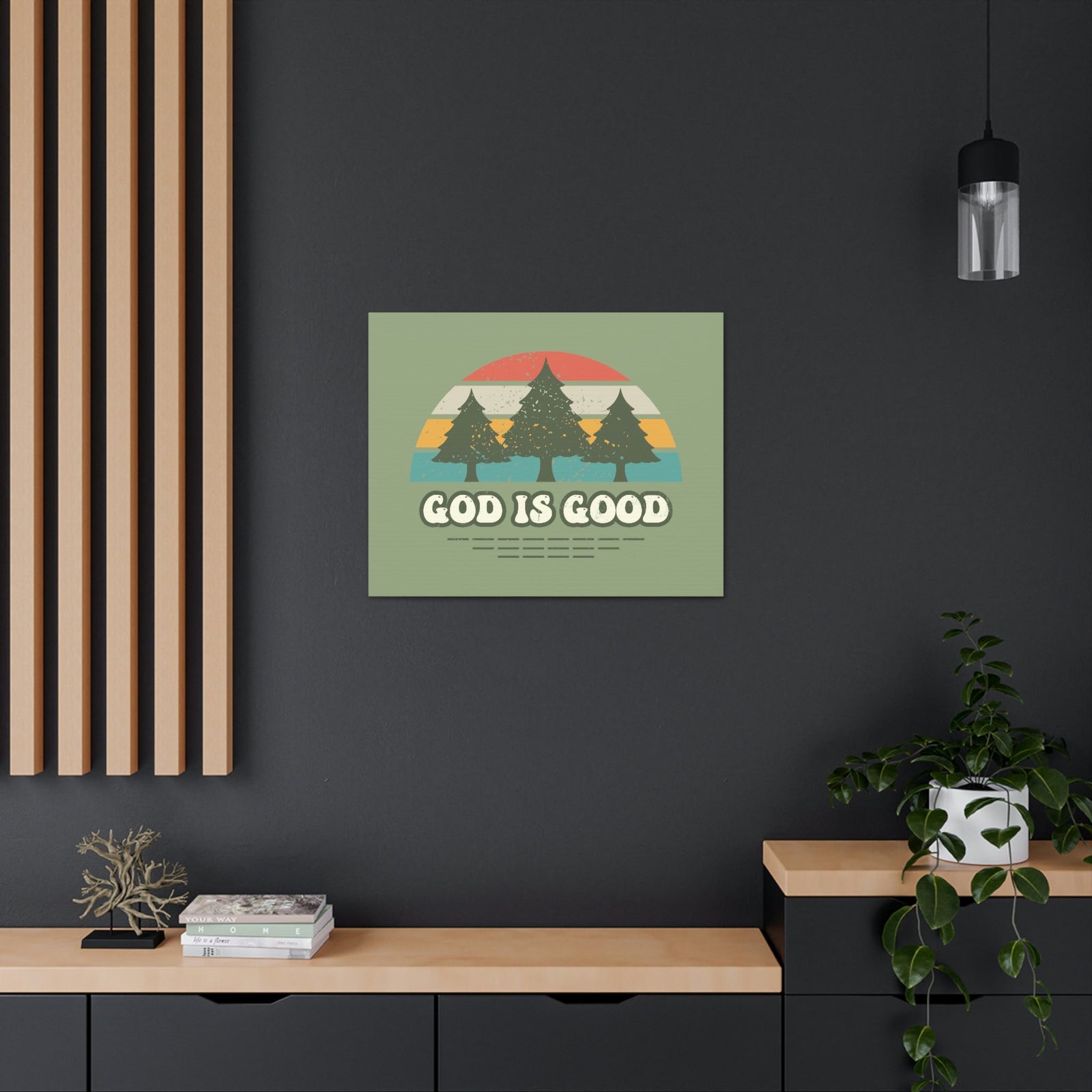 Scripture Walls God Is Good Psalm 100:5 Three Trees Christian Wall Art Bible Verse Print Ready to Hang Unframed-Express Your Love Gifts