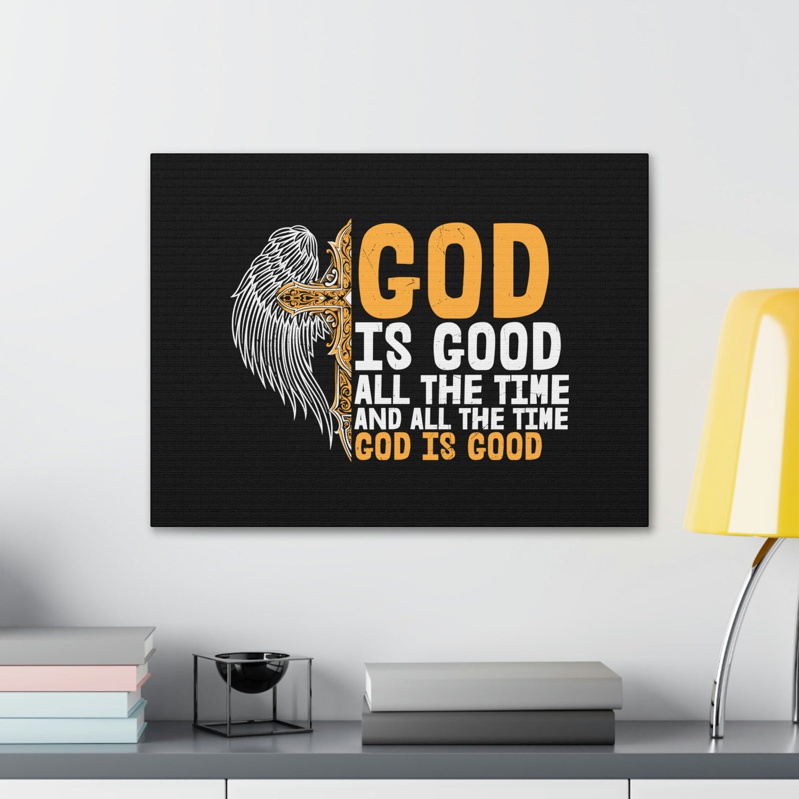 Scripture Walls God Is Good Psalm 103:8 Yellow Christian Wall Art Bible Verse Print Ready to Hang Unframed-Express Your Love Gifts