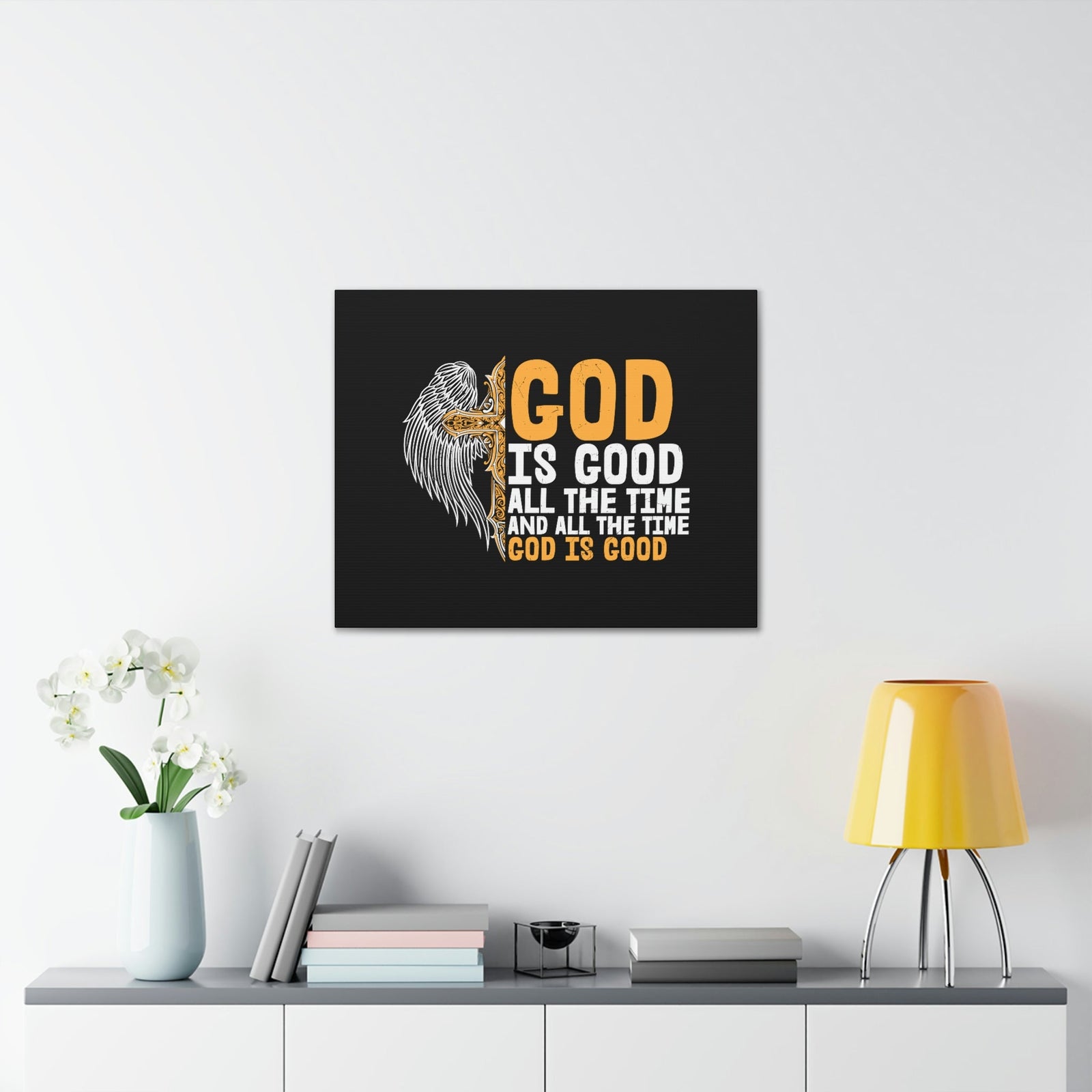 Scripture Walls God Is Good Psalm 103:8 Yellow Christian Wall Art Bible Verse Print Ready to Hang Unframed-Express Your Love Gifts