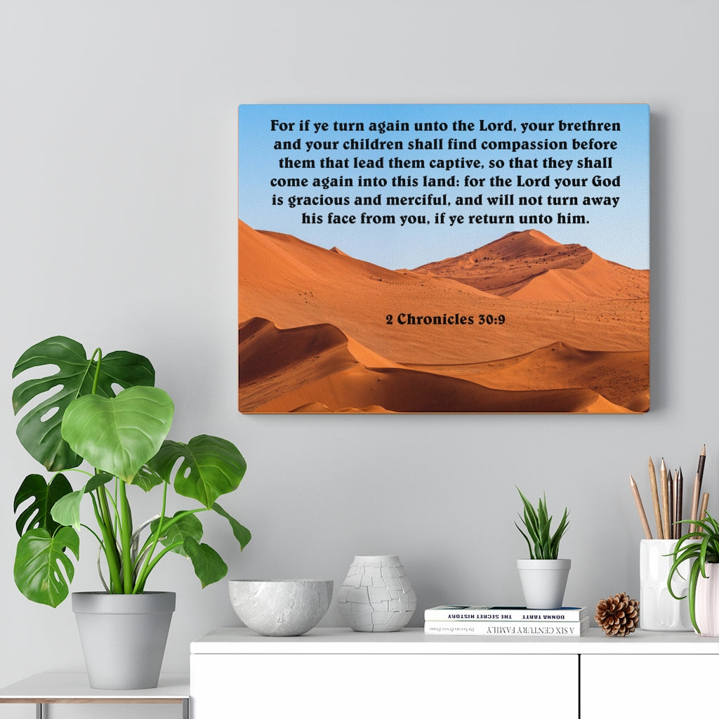 Scripture Walls God is Gracious and Merciful 2 Chronicles 30:9 Bible Verse Canvas Christian Wall Art Ready to Hang Unframed-Express Your Love Gifts
