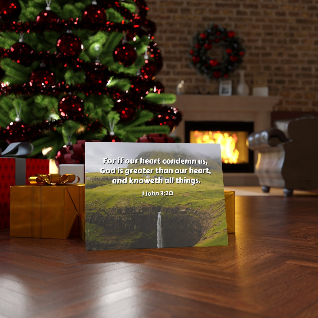 Scripture Walls God Is Greater 1 John 3:20 Bible Verse Canvas Christian Wall Art Ready to Hang Unframed-Express Your Love Gifts