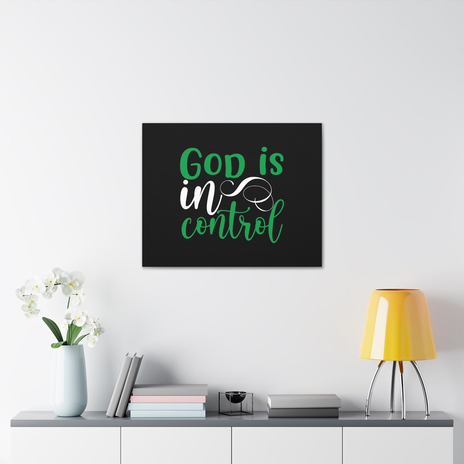 Scripture Walls God Is In Control Psalm 27:1 Green Christian Wall Art Bible Verse Print Ready to Hang Unframed-Express Your Love Gifts