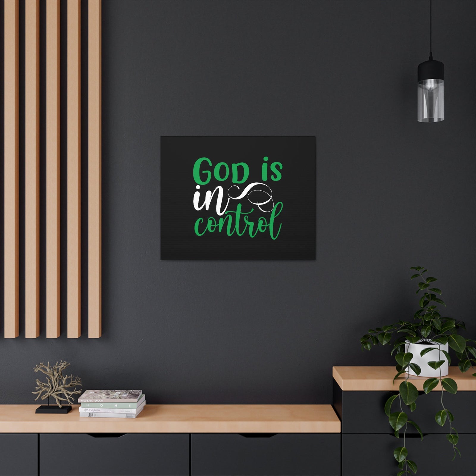 Scripture Walls God Is In Control Psalm 27:1 Green Christian Wall Art Bible Verse Print Ready to Hang Unframed-Express Your Love Gifts