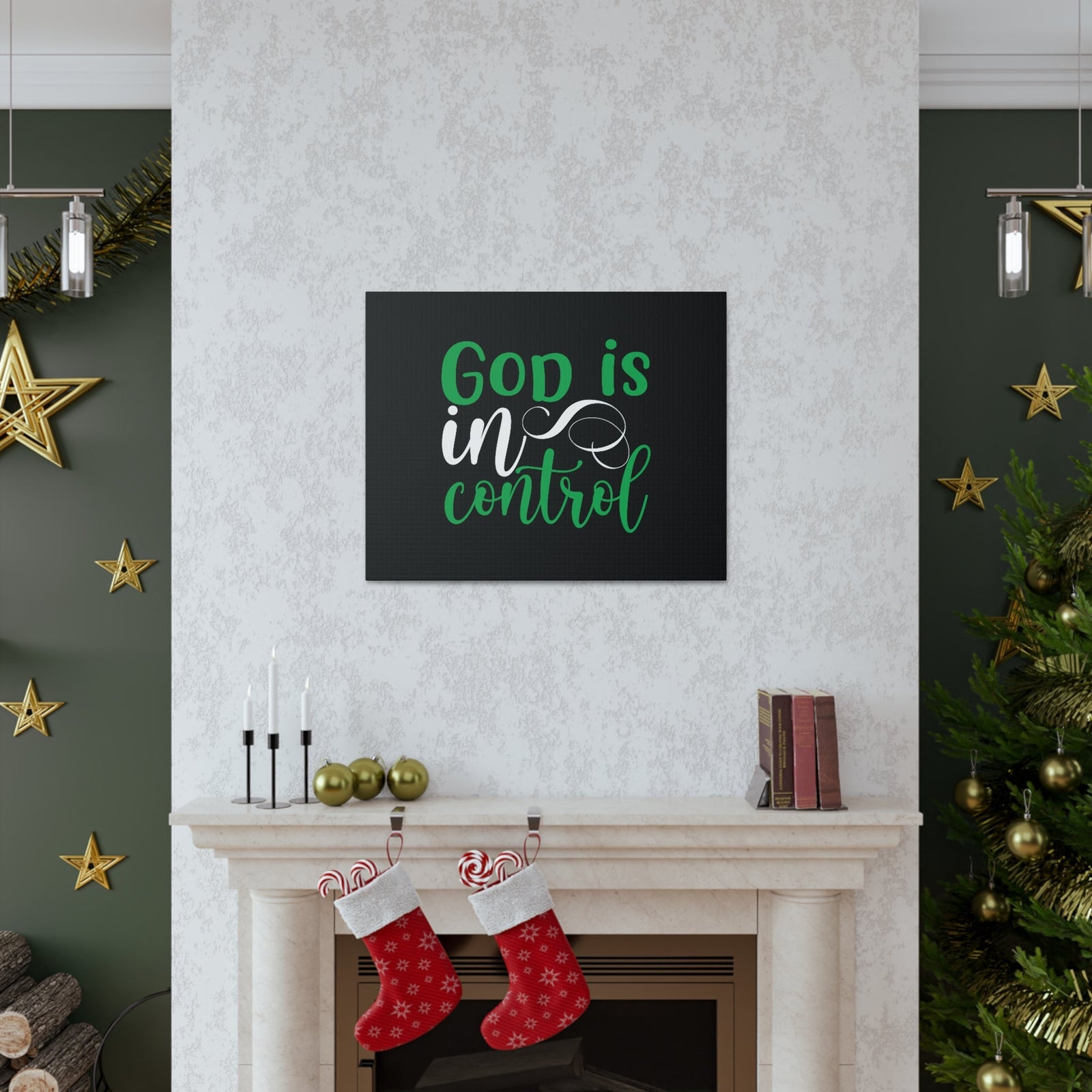 Scripture Walls God Is In Control Psalm 27:1 Green Christian Wall Art Bible Verse Print Ready to Hang Unframed-Express Your Love Gifts