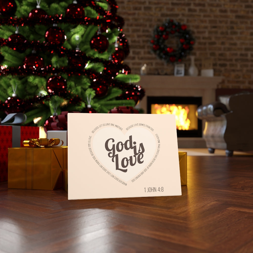 Scripture Walls God Is Love 1 John 4:8 Light Brown Bible Verse Canvas Christian Wall Art Ready to Hang Unframed-Express Your Love Gifts