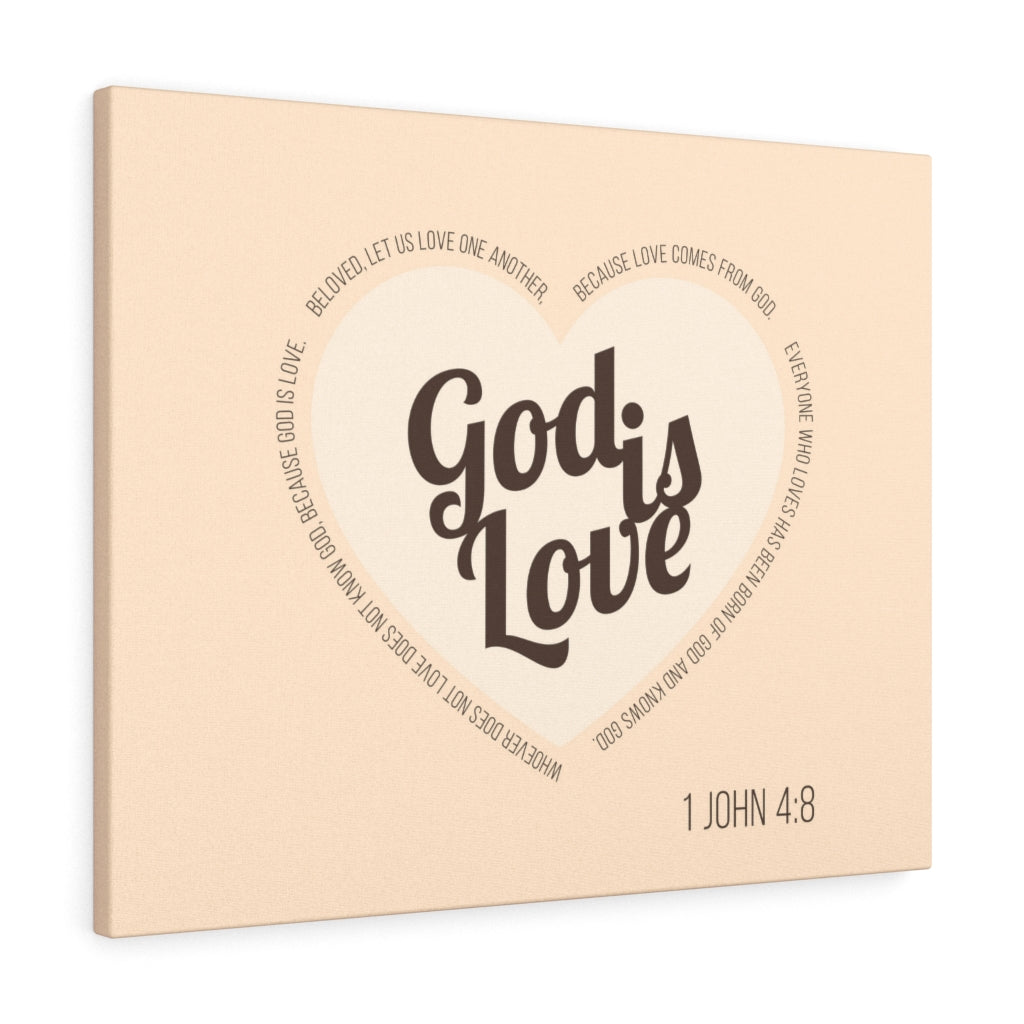 Scripture Walls God Is Love 1 John 4:8 Light Brown Bible Verse Canvas Christian Wall Art Ready to Hang Unframed-Express Your Love Gifts
