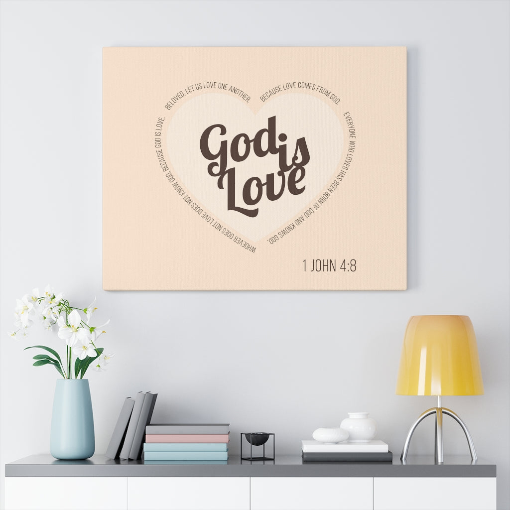 Scripture Walls God Is Love 1 John 4:8 Light Brown Bible Verse Canvas Christian Wall Art Ready to Hang Unframed-Express Your Love Gifts