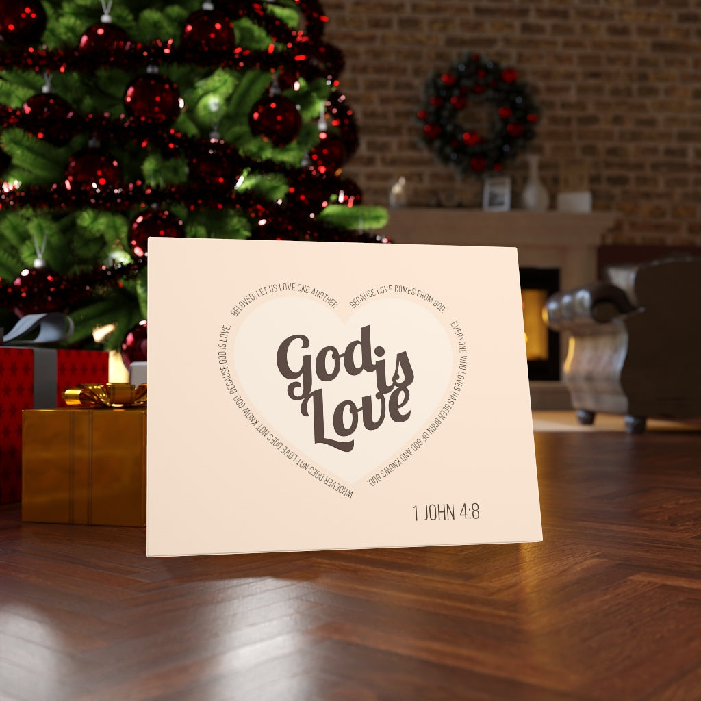 Scripture Walls God Is Love 1 John 4:8 Light Brown Bible Verse Canvas Christian Wall Art Ready to Hang Unframed-Express Your Love Gifts