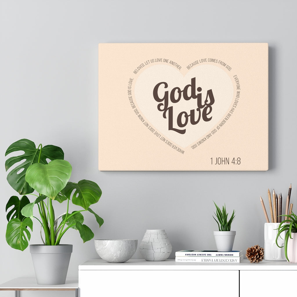 Scripture Walls God Is Love 1 John 4:8 Light Brown Bible Verse Canvas Christian Wall Art Ready to Hang Unframed-Express Your Love Gifts