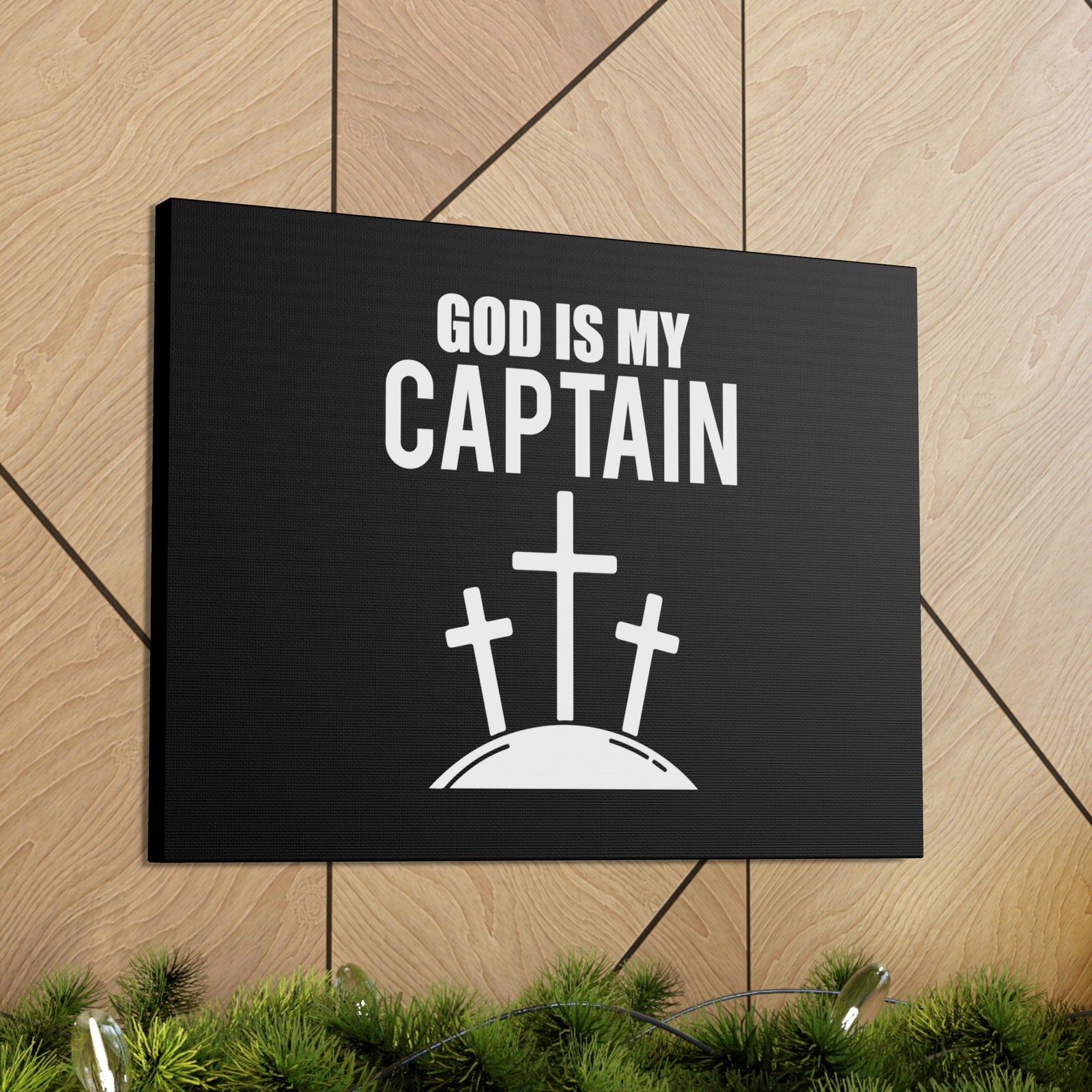 Scripture Walls God Is My Captain Hebrews 12:2 Three Cross Christian Wall Art Bible Verse Print Ready to Hang Unframed-Express Your Love Gifts