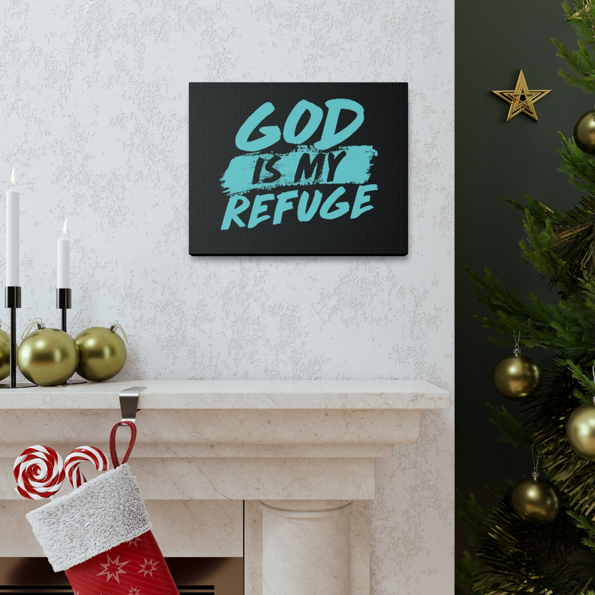 Scripture Walls God Is My Refuge Psalm 46:1 Christian Wall Art Print Ready to Hang Unframed-Express Your Love Gifts