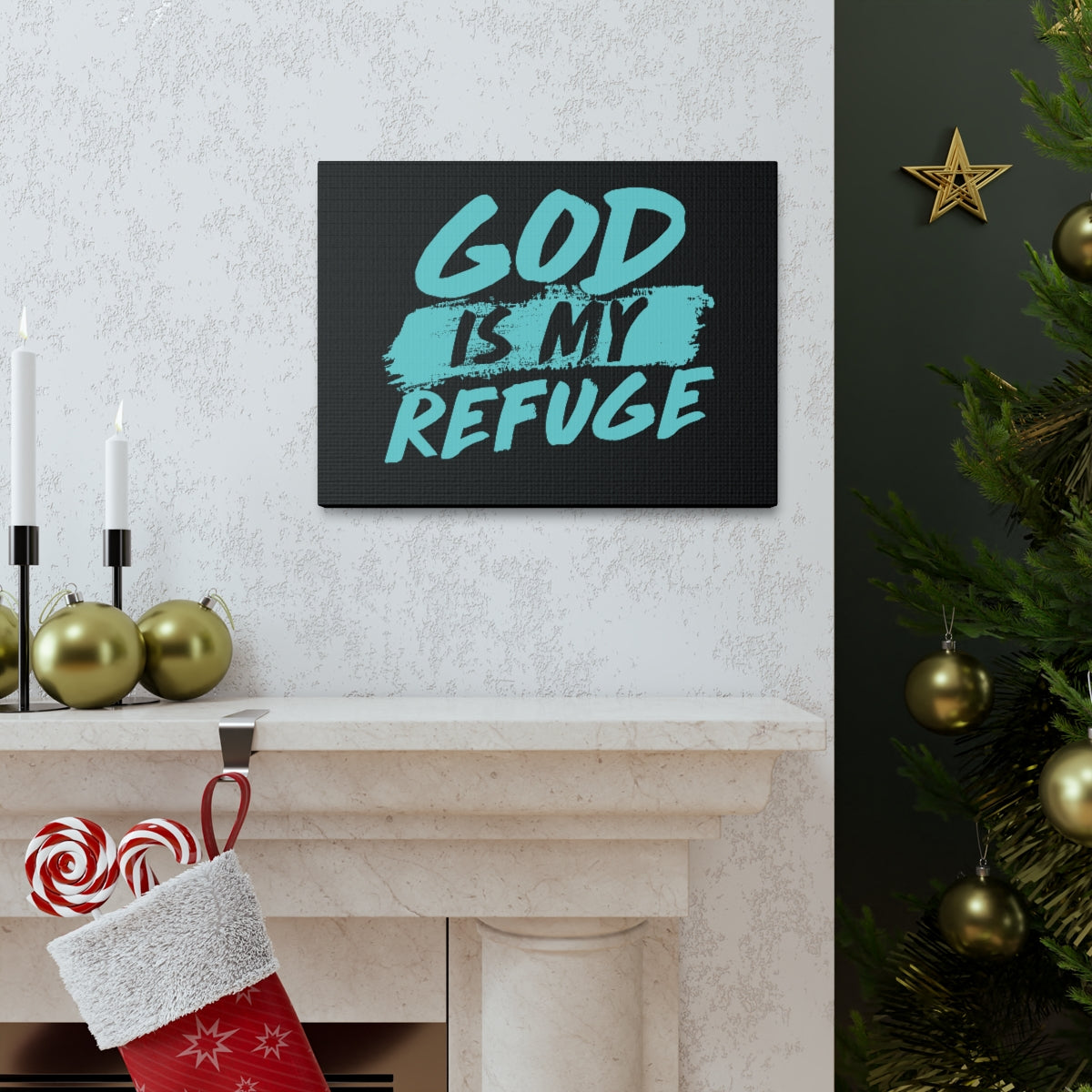 Scripture Walls God Is My Refuge Psalm 46:1 Christian Wall Art Print Ready to Hang Unframed-Express Your Love Gifts