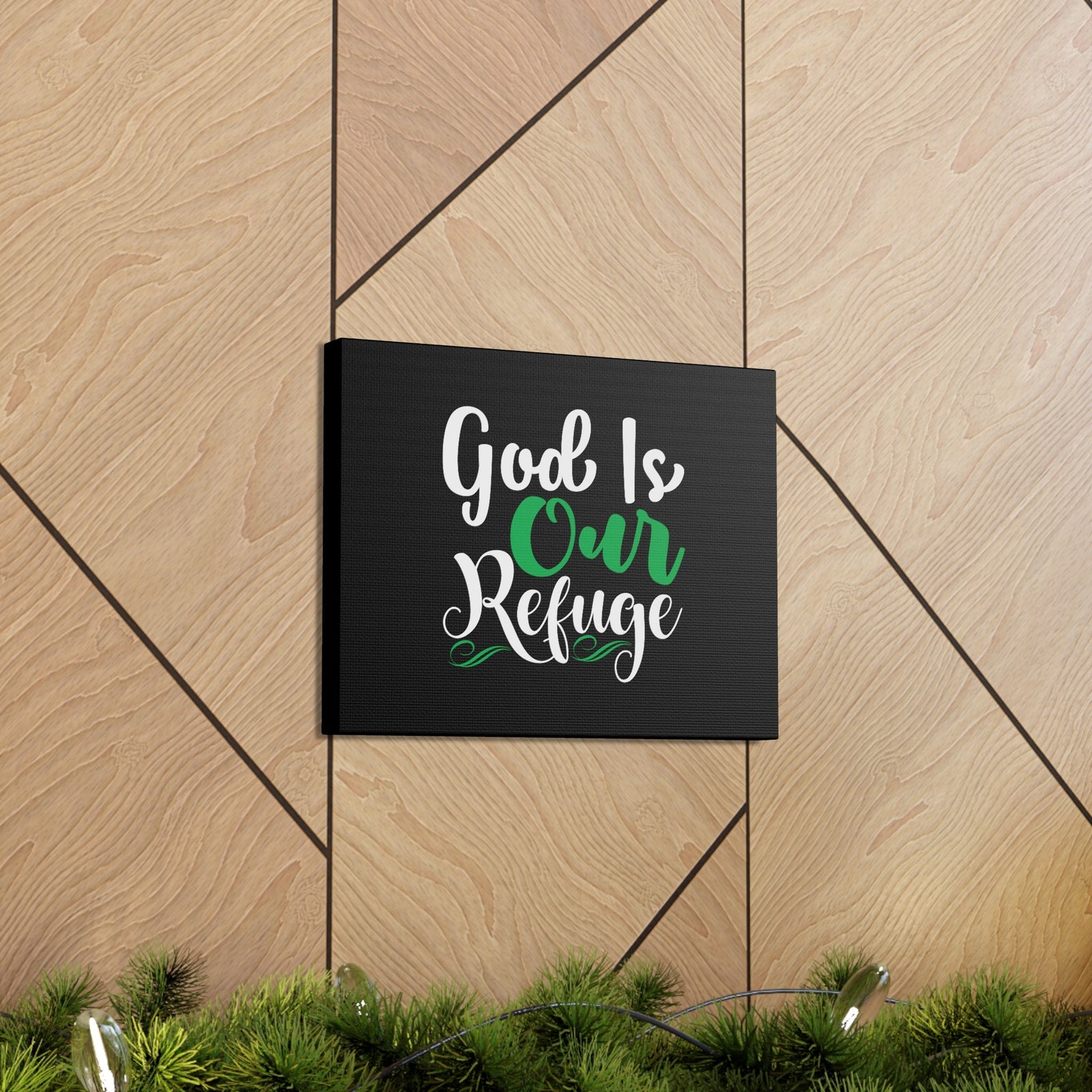 Scripture Walls God Is Our Refuge Psalm 46:1 Green Christian Wall Art Bible Verse Print Ready to Hang Unframed-Express Your Love Gifts