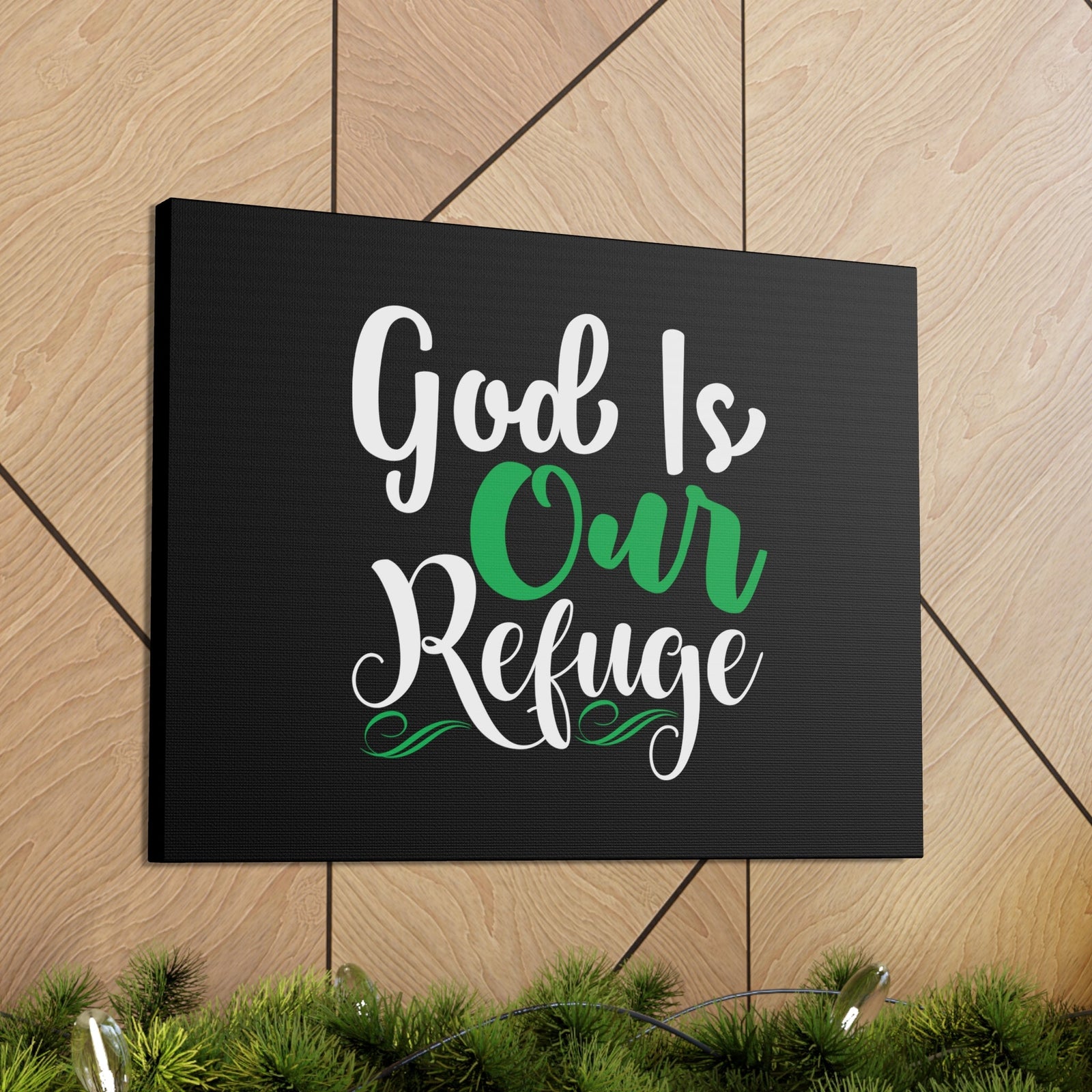 Scripture Walls God Is Our Refuge Psalm 46:1 Green Christian Wall Art Bible Verse Print Ready to Hang Unframed-Express Your Love Gifts