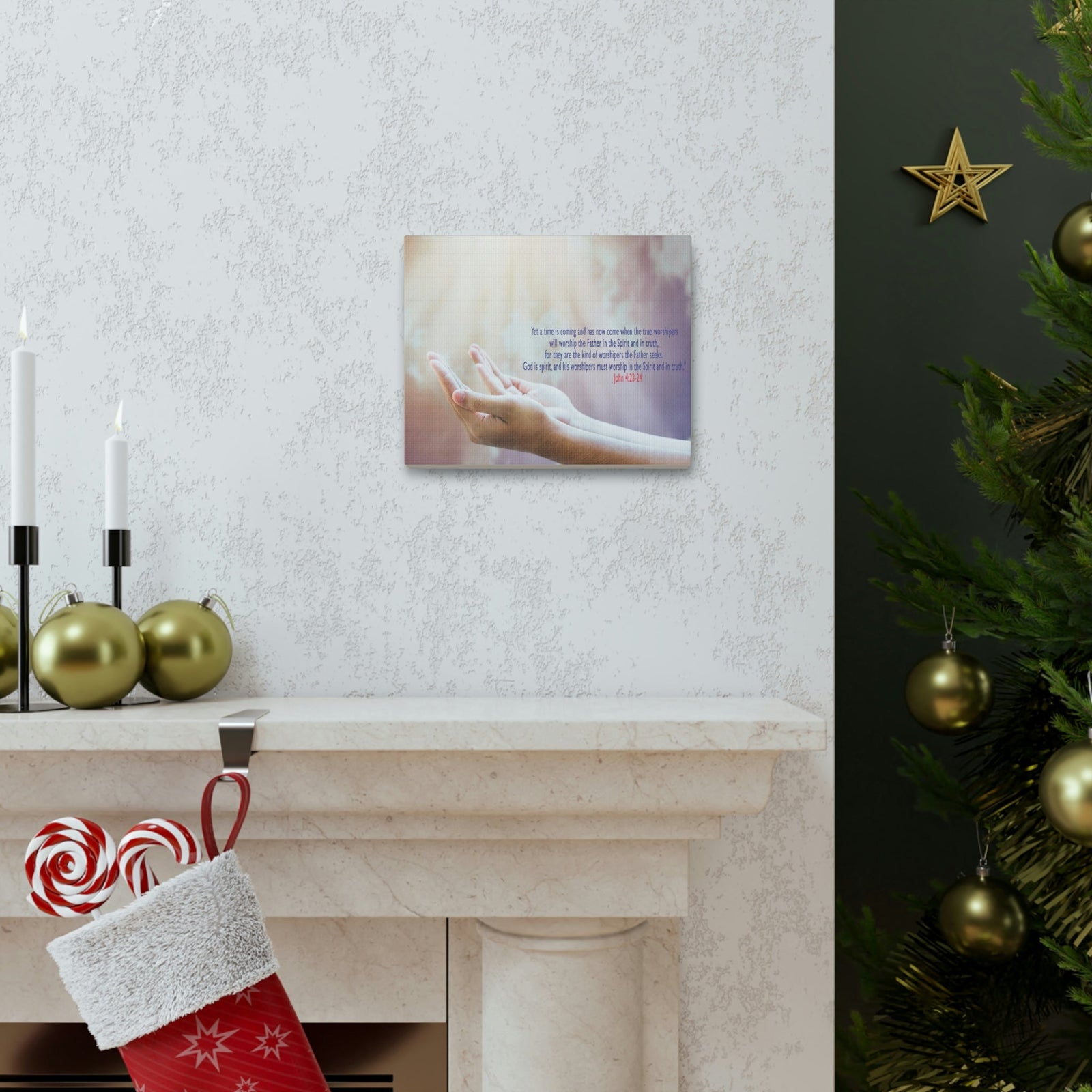 Scripture Walls God Is Spirit John 4:24 Bible Verse Canvas Christian Wall Art Bible Verse Print Ready To Hang Unframed-Express Your Love Gifts