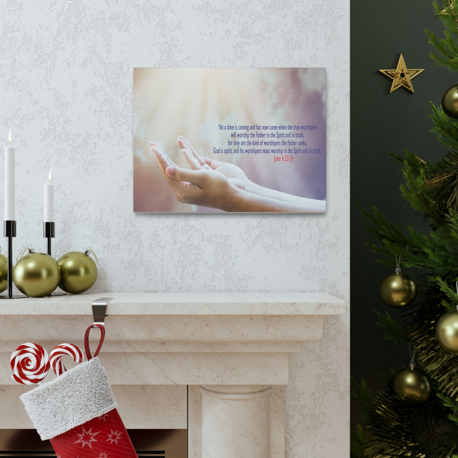 Scripture Walls God Is Spirit John 4:24 Bible Verse Canvas Christian Wall Art Bible Verse Print Ready To Hang Unframed-Express Your Love Gifts