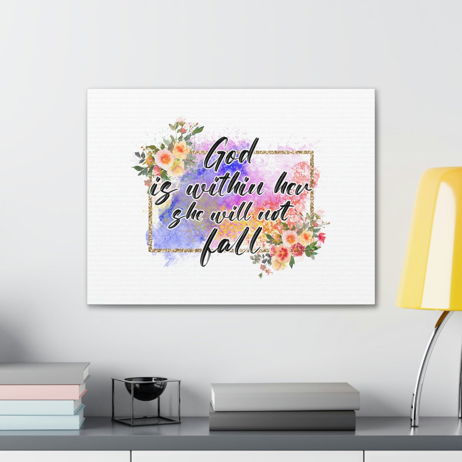 Scripture Walls God Is Within Psalms 46:5 Flowers Christian Wall Art Bible Verse Print Ready to Hang Unframed-Express Your Love Gifts