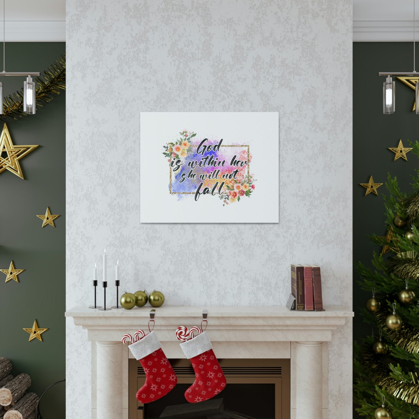 Scripture Walls God Is Within Psalms 46:5 Flowers Christian Wall Art Bible Verse Print Ready to Hang Unframed-Express Your Love Gifts