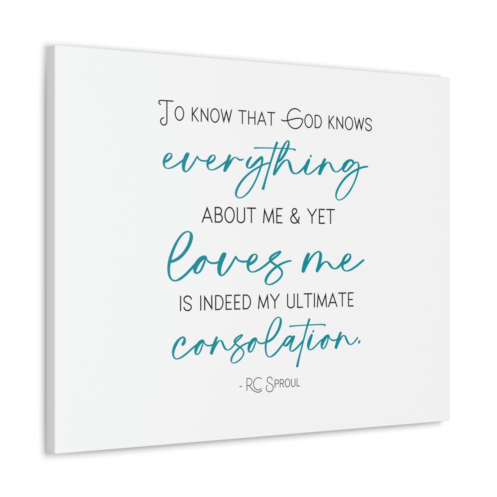 Scripture Walls God Knows Everything RC Sproul John 10:15 Light Blue Bible Canvas Christian Wall Art Ready to Hang Unframed-Express Your Love Gifts