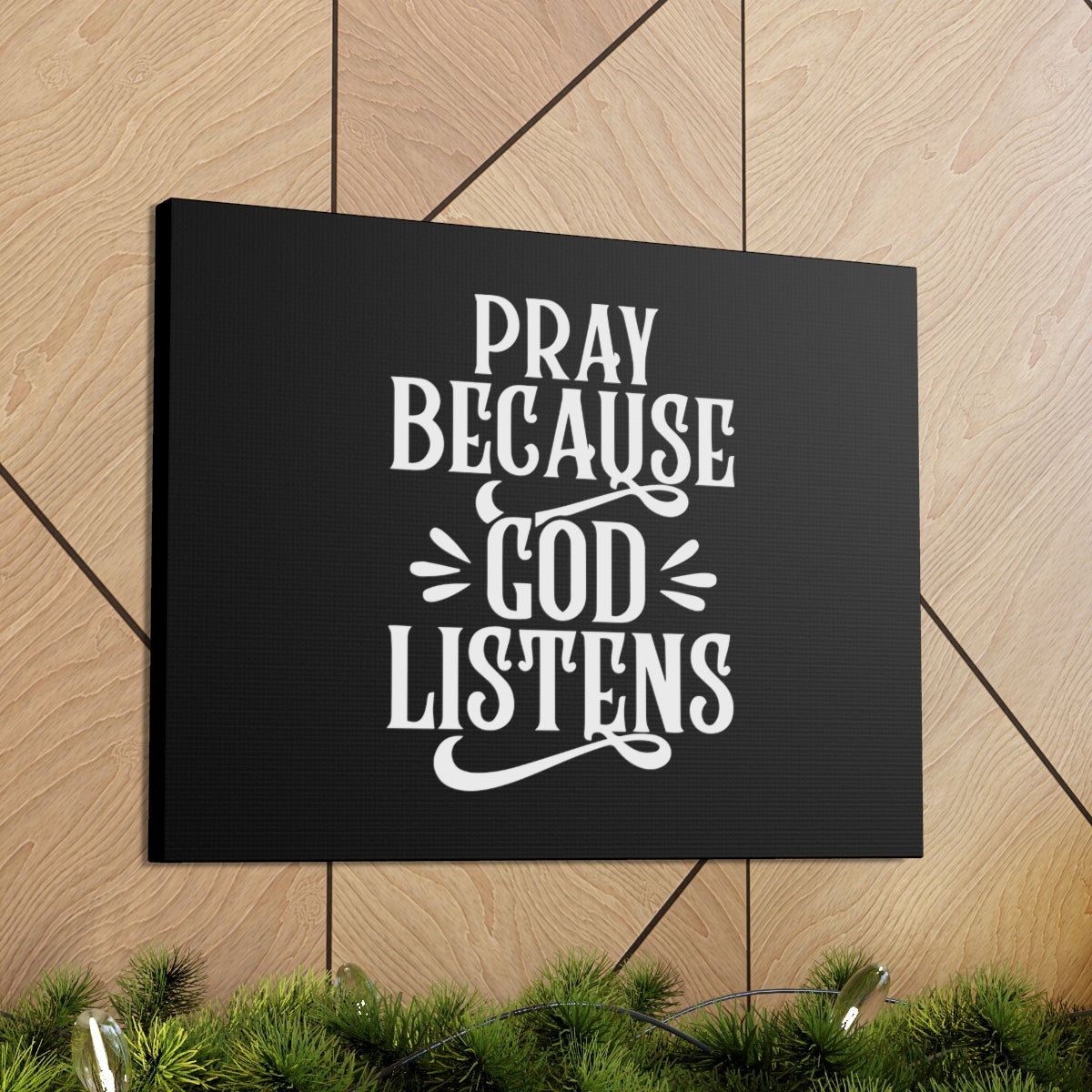 Scripture Walls God Listens Psalm 34:17 Black Christian Wall Art Bible Verse Print Ready to Hang Unframed-Express Your Love Gifts