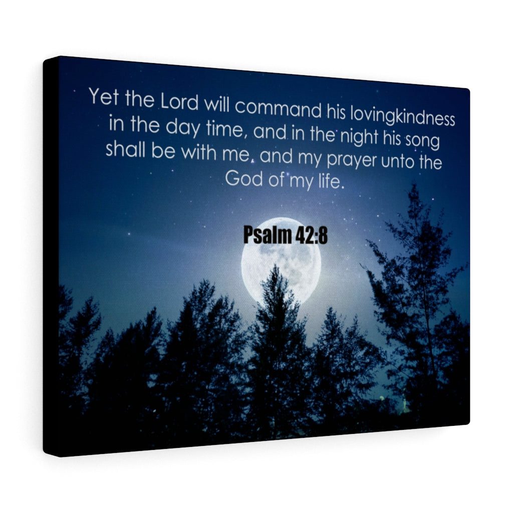 Scripture Walls God of My Life Psalm 42:8 Bible Verse Canvas Christian Wall Art Ready to Hang Unframed-Express Your Love Gifts