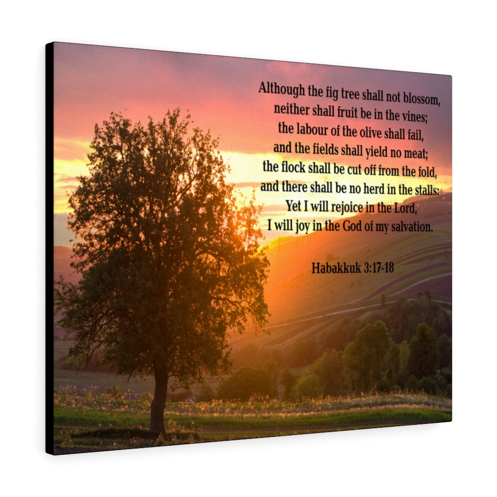 Scripture Walls God of My Salvation Habakkuk 3:17-18 Bible Verse Canvas Christian Wall Art Ready to Hang Unframed-Express Your Love Gifts
