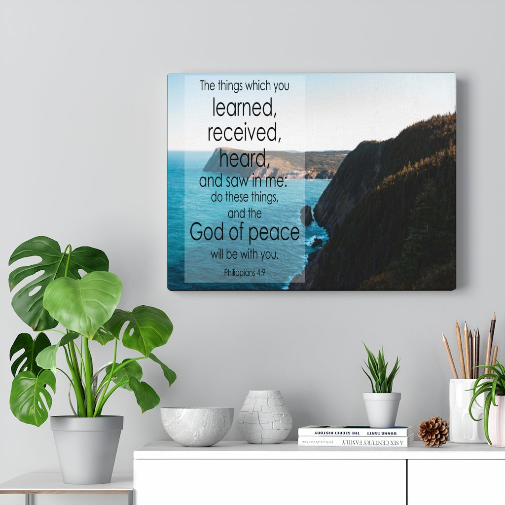 Scripture Walls God of Peace Will Be With You Philippians 4:9 Bible Verse Canvas Christian Wall Art Ready to Hang Unframed-Express Your Love Gifts