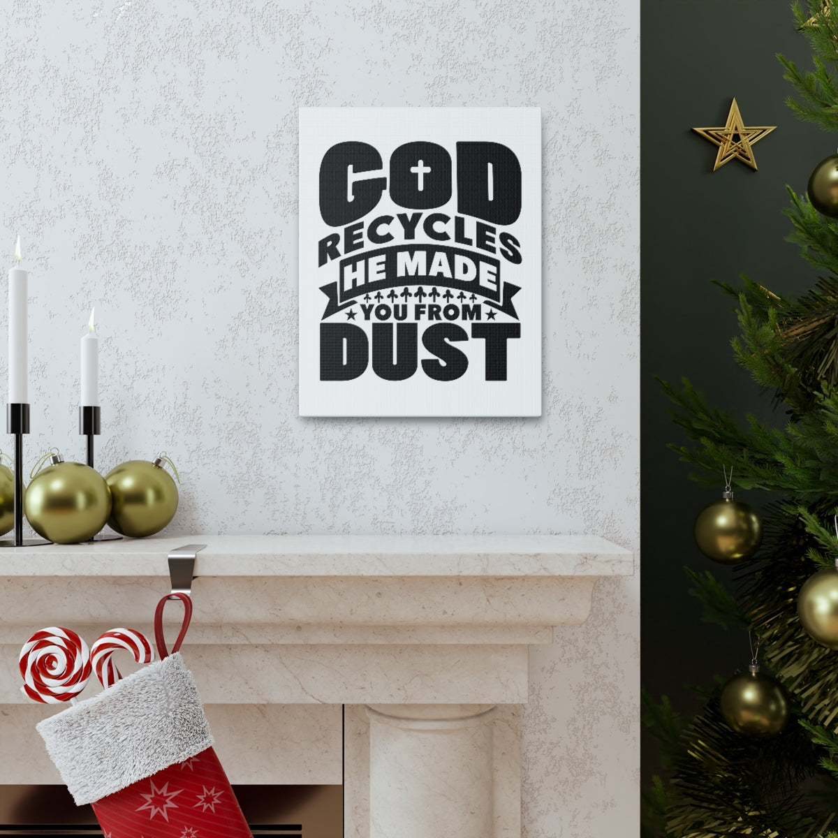 Scripture Walls God Recycles Genesis 2:7 Cross Christian Wall Art Bible Verse Print Ready to Hang Unframed-Express Your Love Gifts