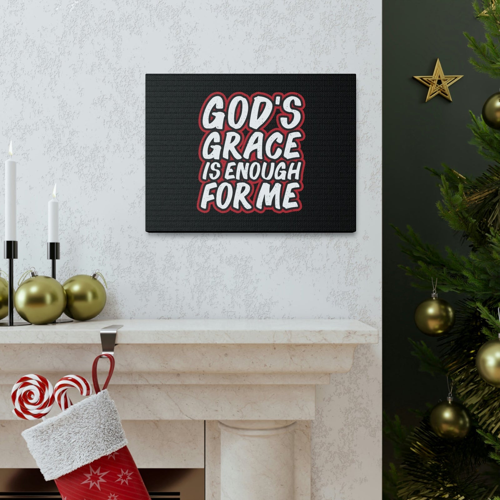 Scripture Walls God's Grace 2 Corinthians 12:9 Black Christian Wall Art Bible Verse Print Ready to Hang Unframed-Express Your Love Gifts