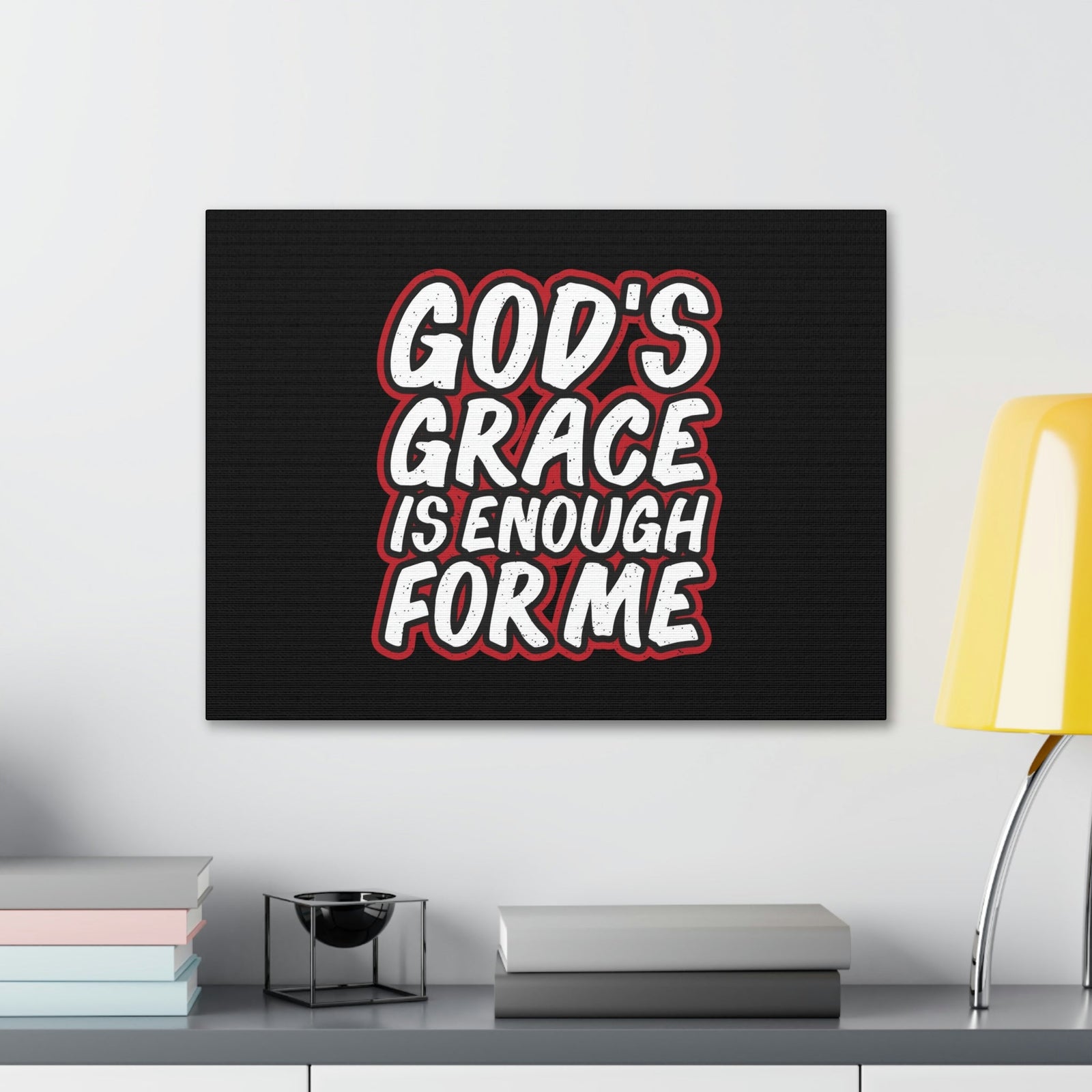 Scripture Walls God's Grace 2 Corinthians 12:9 Black Christian Wall Art Bible Verse Print Ready to Hang Unframed-Express Your Love Gifts