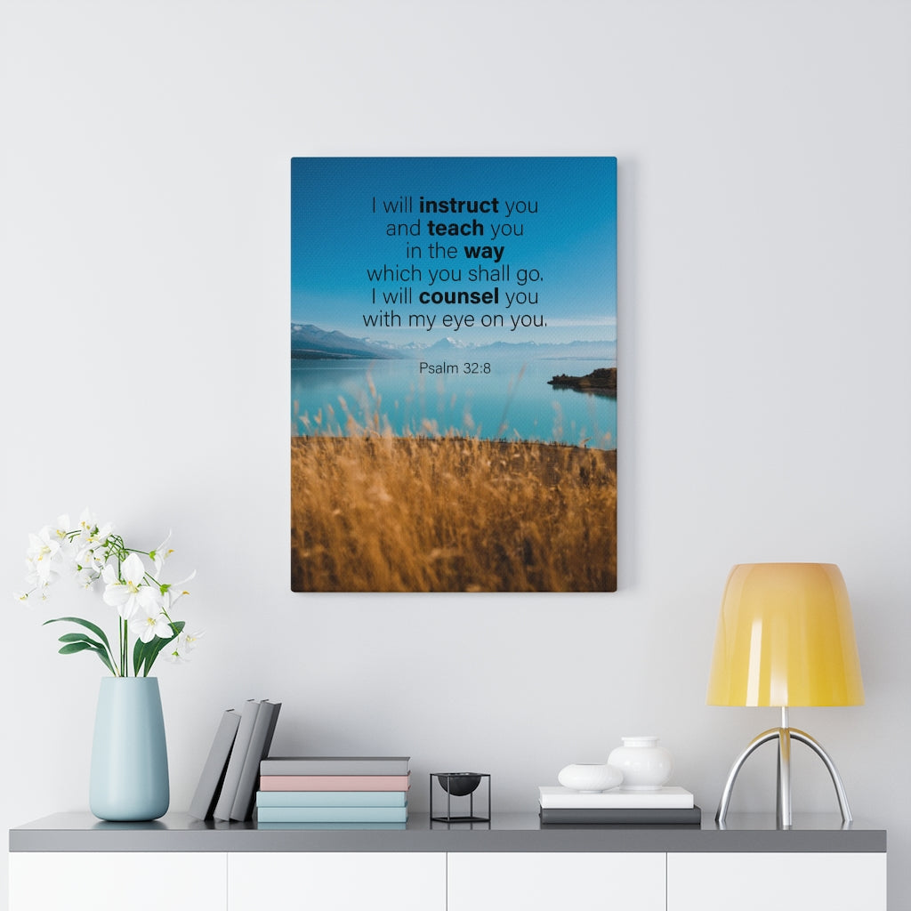 Scripture Walls God's Instruction Psalm 32:8 Bible Verse Canvas Christian Wall Art Ready to Hang Unframed-Express Your Love Gifts