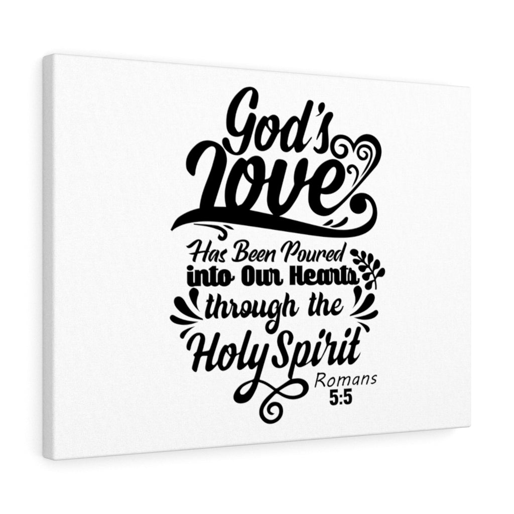 Scripture Walls God's Love Into Our Hearts Romans 5:5 Bible Verse Canvas Christian Wall Art Ready to Hang Unframed-Express Your Love Gifts