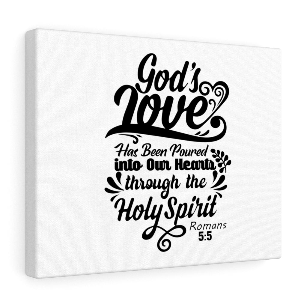 Scripture Walls God's Love Into Our Hearts Romans 5:5 Bible Verse Canvas Christian Wall Art Ready to Hang Unframed-Express Your Love Gifts