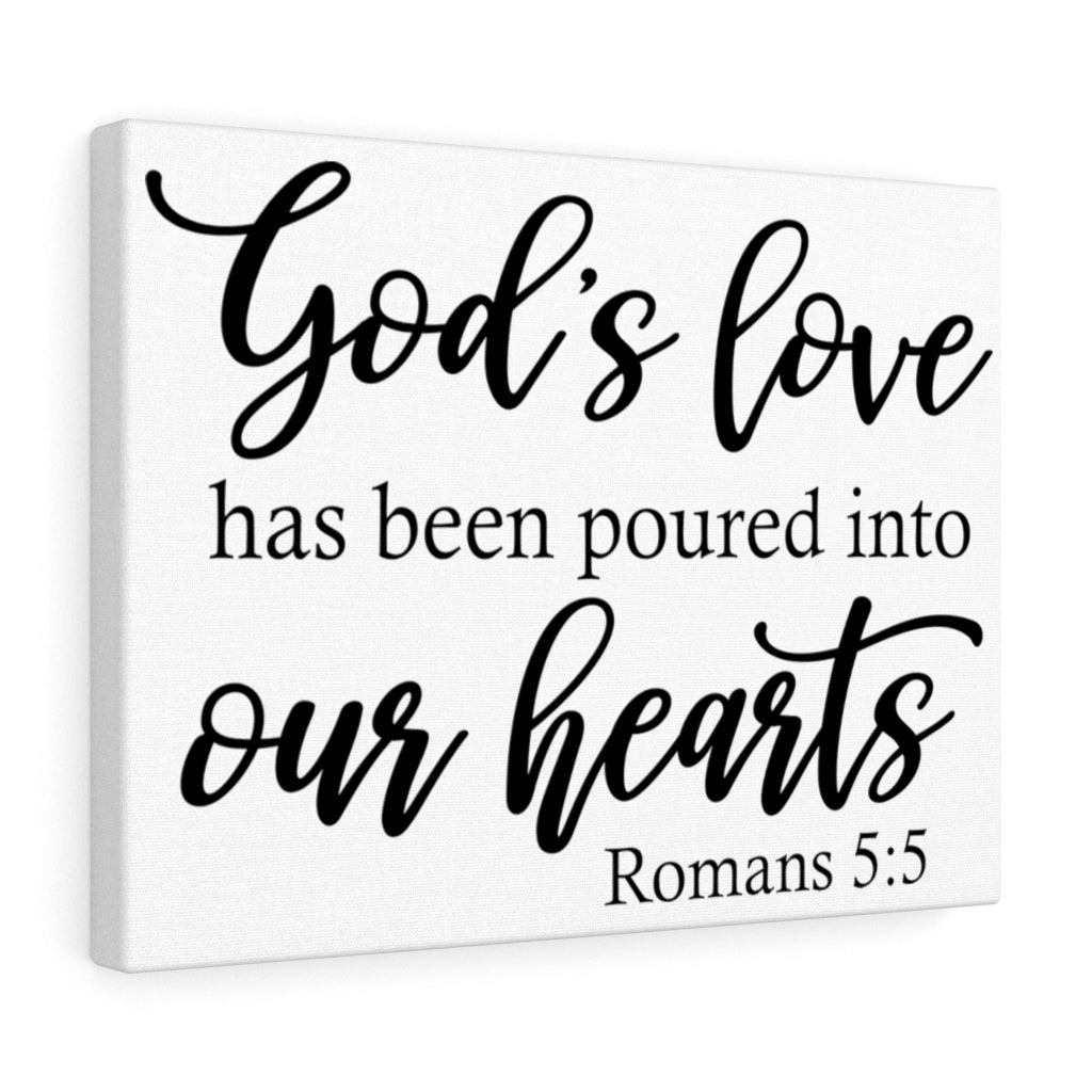Scripture Walls God's Love Romans 5:5 Bible Verse Canvas Christian Wall Art Ready to Hang Unframed-Express Your Love Gifts
