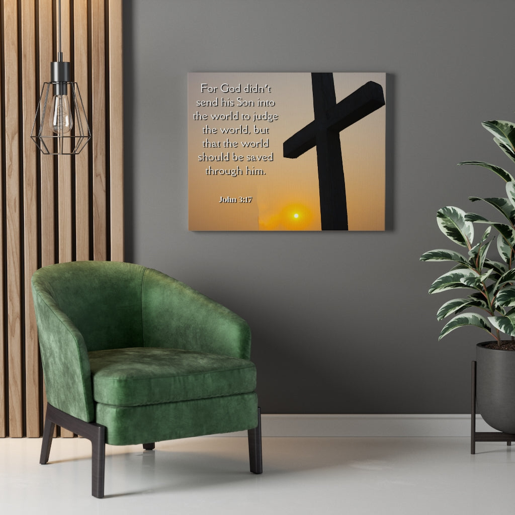 Scripture Walls God Sent His Son John 3:17 Bible Verse Canvas Christian Wall Art Ready to Hang Unframed-Express Your Love Gifts