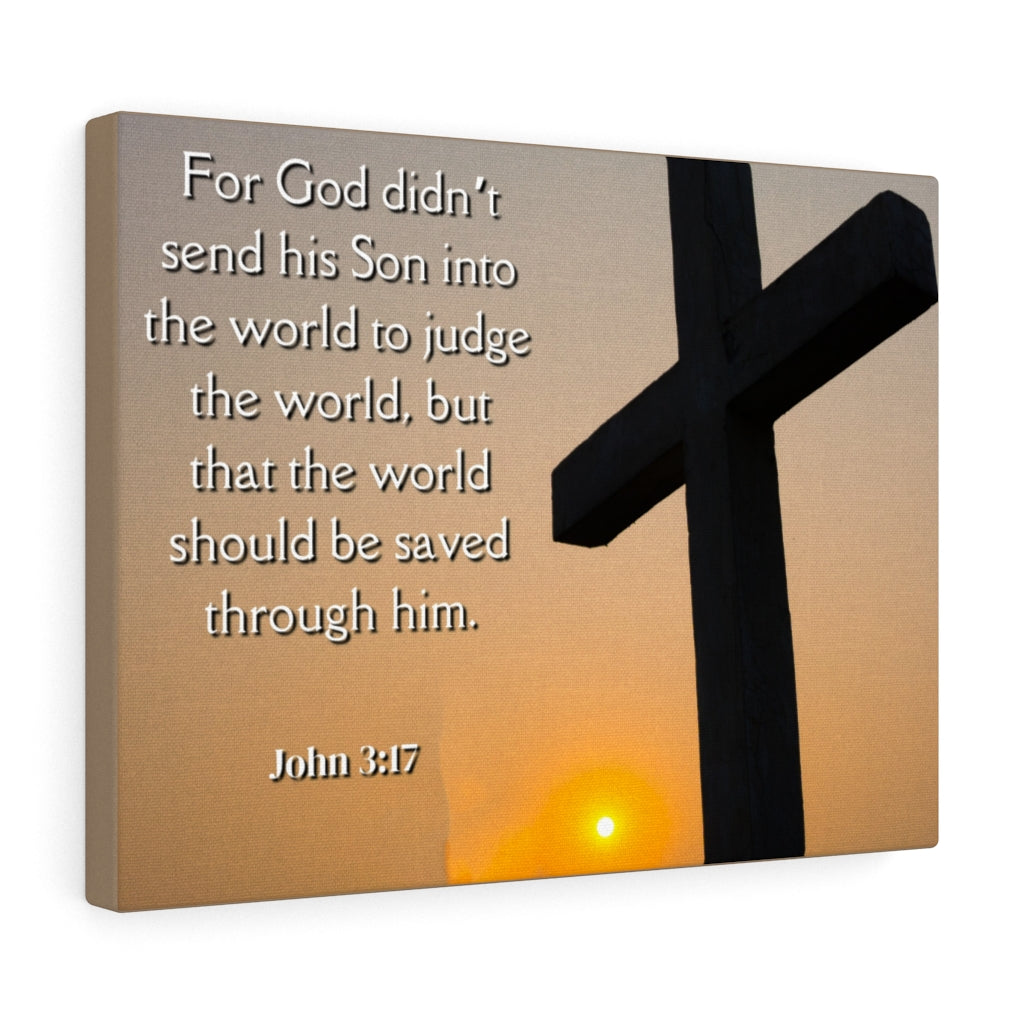 Scripture Walls God Sent His Son John 3:17 Bible Verse Canvas Christian Wall Art Ready to Hang Unframed-Express Your Love Gifts