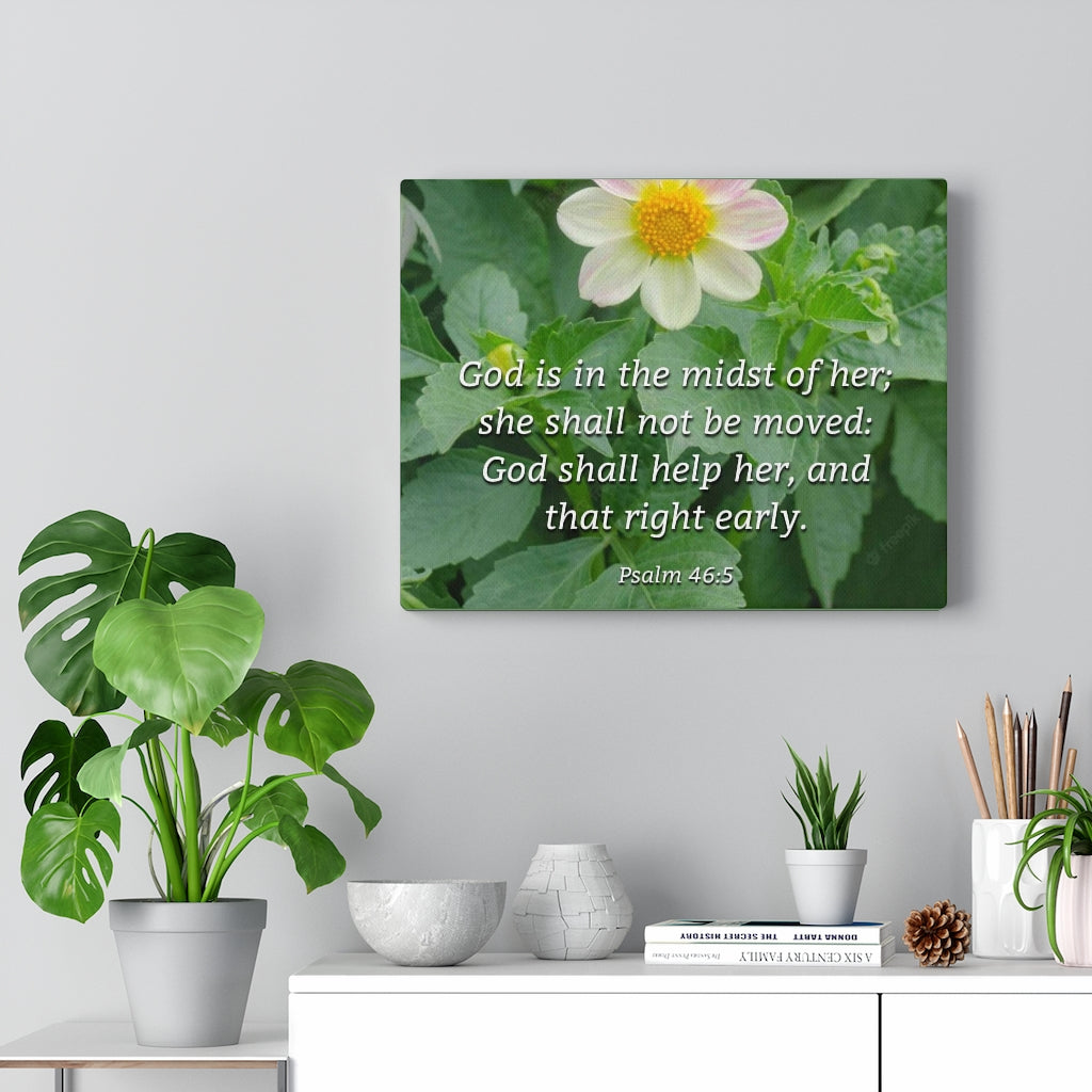 Scripture Walls God Shall Help Her Psalm 46:5 Bible Verse Canvas Christian Wall Art Ready to Hang Unframed-Express Your Love Gifts