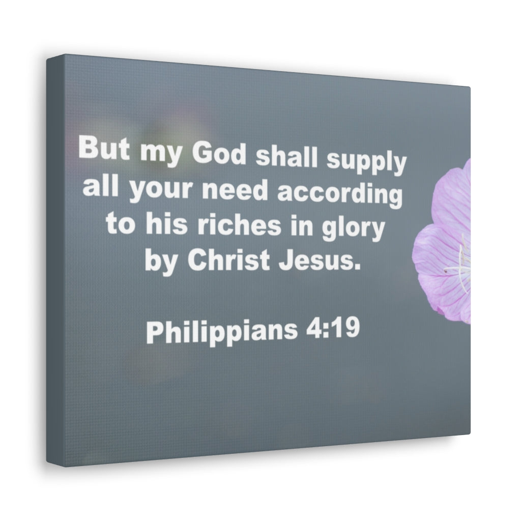 Scripture Walls God Shall Supply Philippians 4:19 Bible Verse Canvas Christian Wall Art Ready to Hang Unframed-Express Your Love Gifts