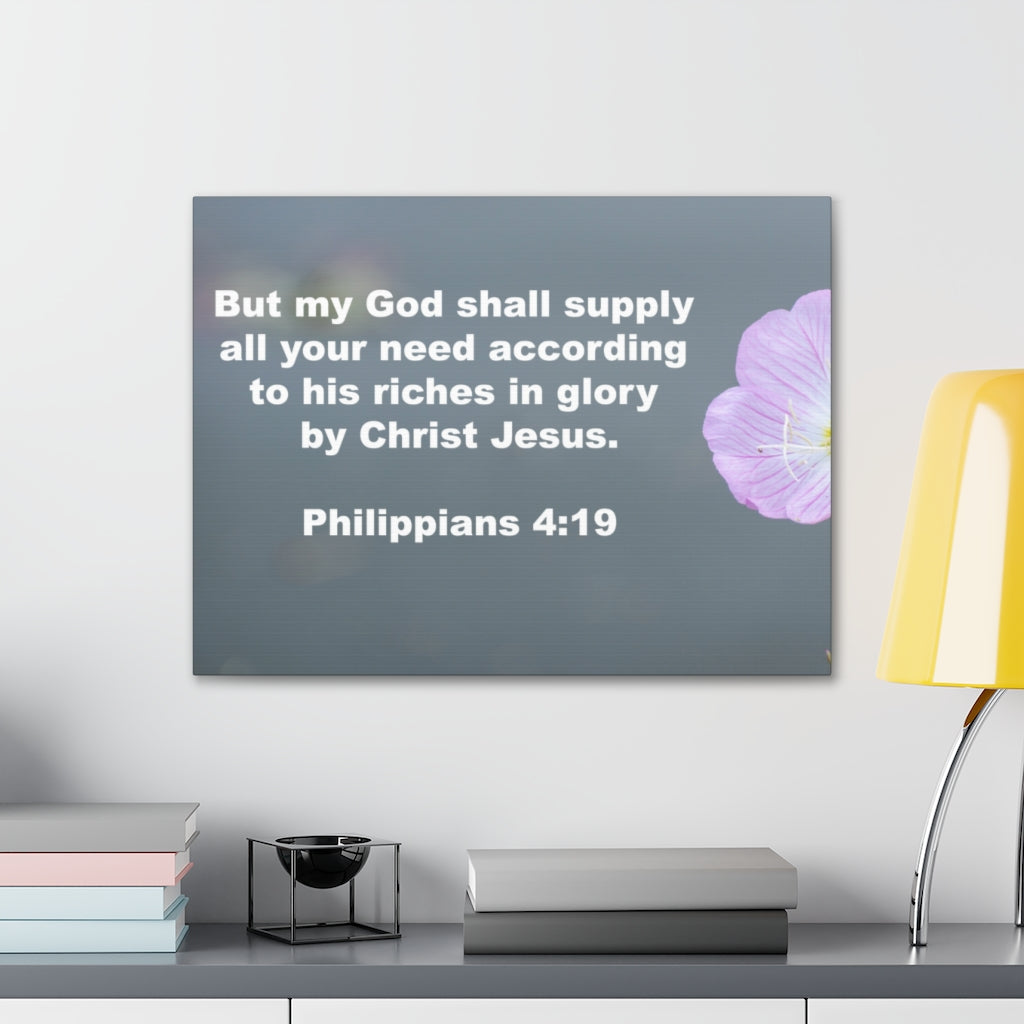 Scripture Walls God Shall Supply Philippians 4:19 Bible Verse Canvas Christian Wall Art Ready to Hang Unframed-Express Your Love Gifts