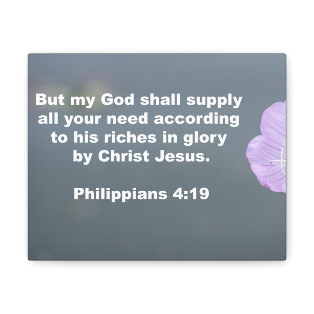 Scripture Walls God Shall Supply Philippians 4:19 Bible Verse Canvas Christian Wall Art Ready to Hang Unframed-Express Your Love Gifts