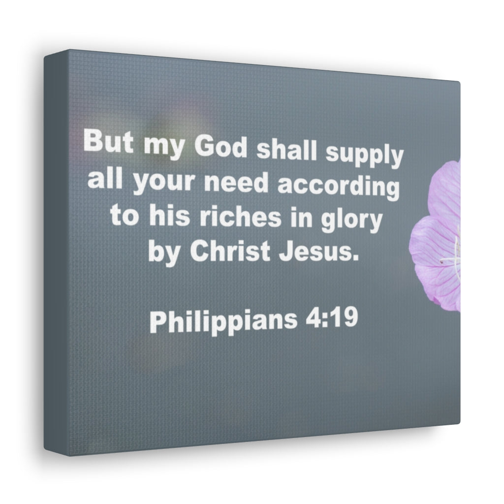 Scripture Walls God Shall Supply Philippians 4:19 Bible Verse Canvas Christian Wall Art Ready to Hang Unframed-Express Your Love Gifts