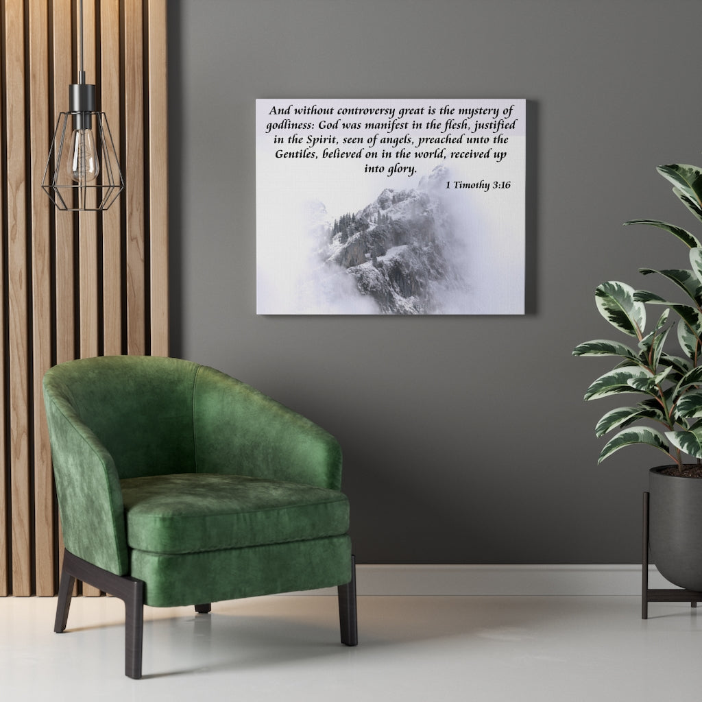 Scripture Walls God Was Manifest 1 Timothy 3:16 Bible Verse Canvas Christian Wall Art Ready to Hang Unframed-Express Your Love Gifts