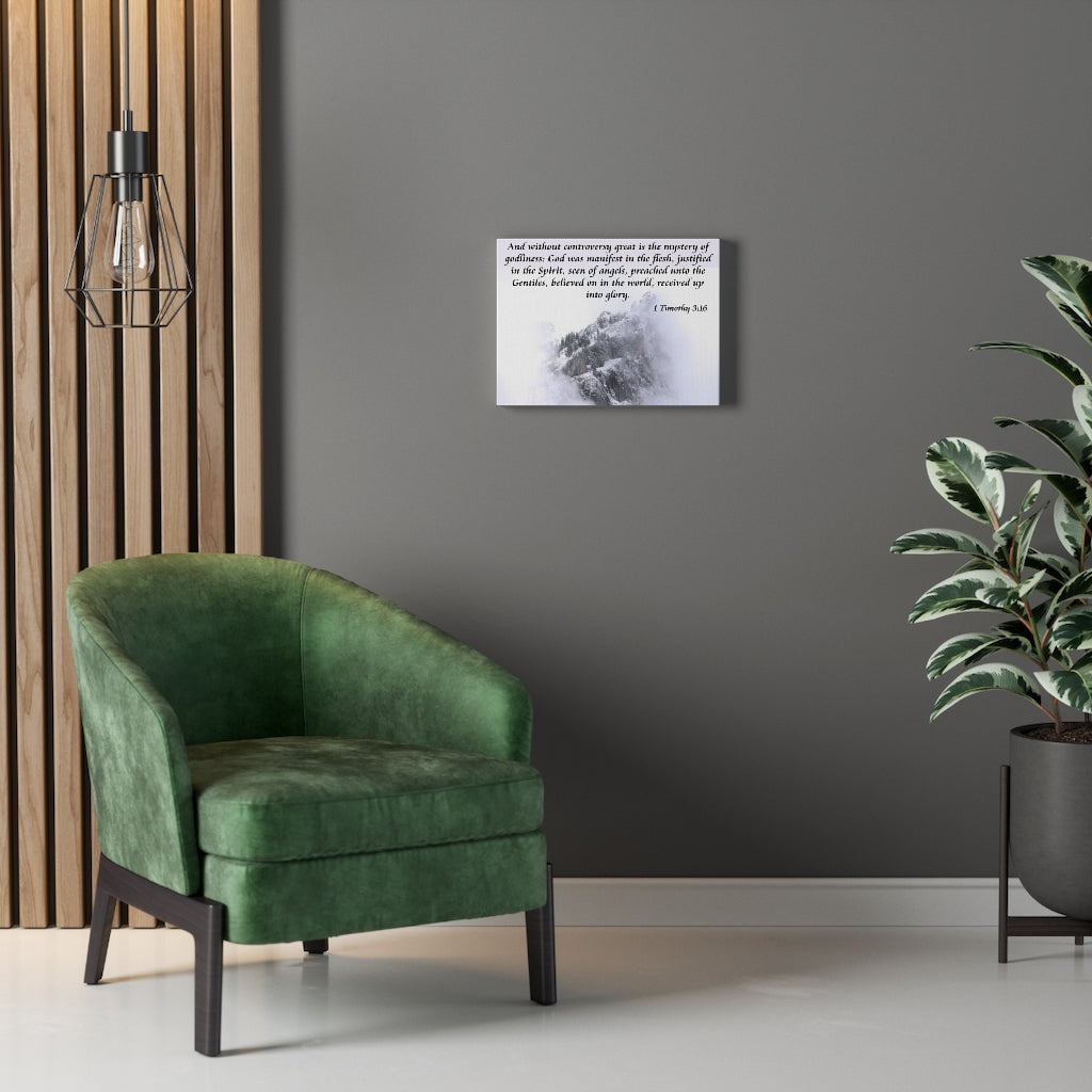 Scripture Walls God Was Manifest 1 Timothy 3:16 Bible Verse Canvas Christian Wall Art Ready to Hang Unframed-Express Your Love Gifts