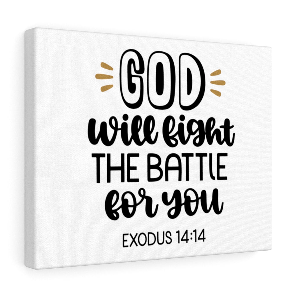 Scripture Walls God Will Fight The Battle For You Exodus 14:14 Bible Verse Canvas Christian Wall Art Ready to Hang Unframed-Express Your Love Gifts