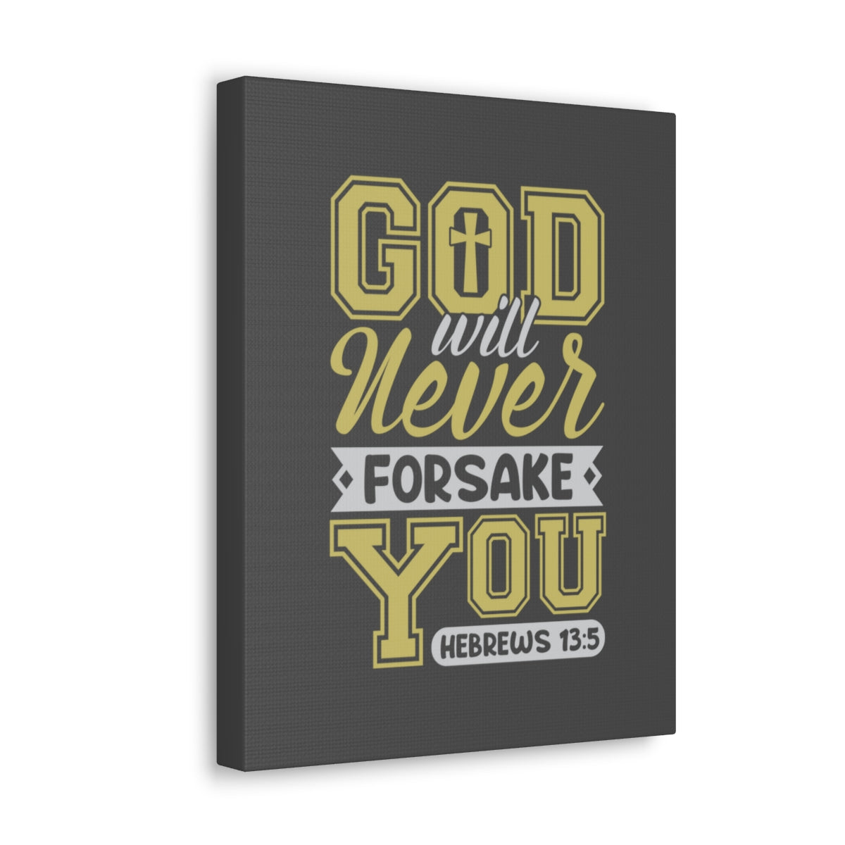 Scripture Walls God Will Never Forsake Hebrews 13:5 Yellow Bible Verse Canvas Christian Wall Art Ready to Hang Unframed-Express Your Love Gifts