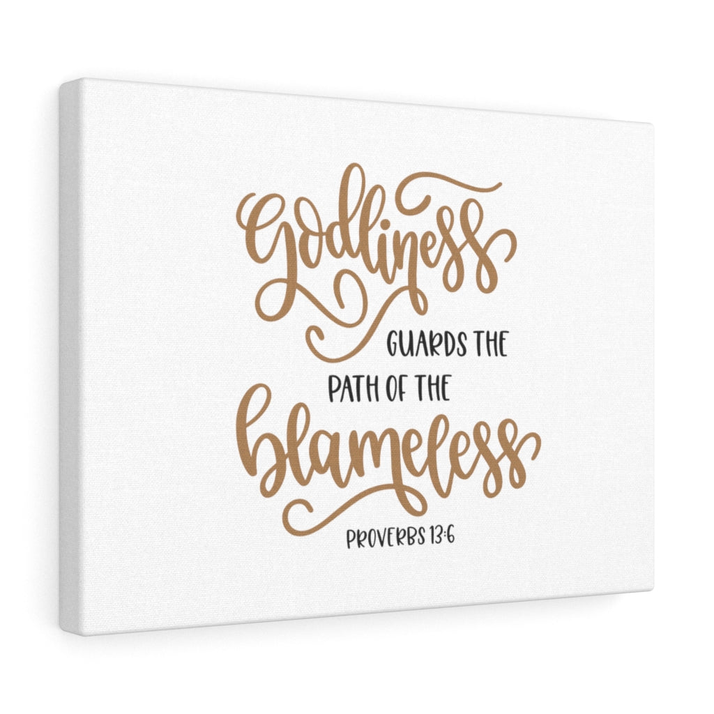 Scripture Walls Godliness Guards Proverbs 13:6 Bible Verse Canvas Christian Wall Art Ready to Hang Unframed-Express Your Love Gifts